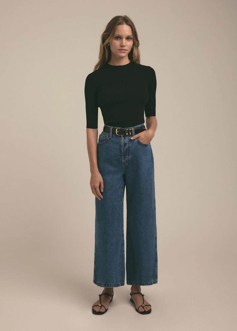 Favorite Daughter Masha Super High Rise Wide Leg Crop Jeans, 27